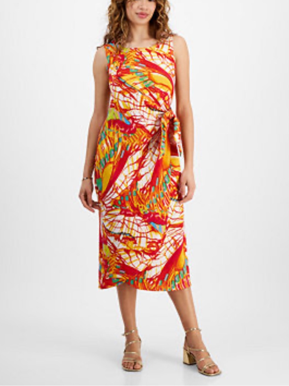 Signature Robbie Bee Colorful Butterfly Print A line Faux Wrap Dress Size 12